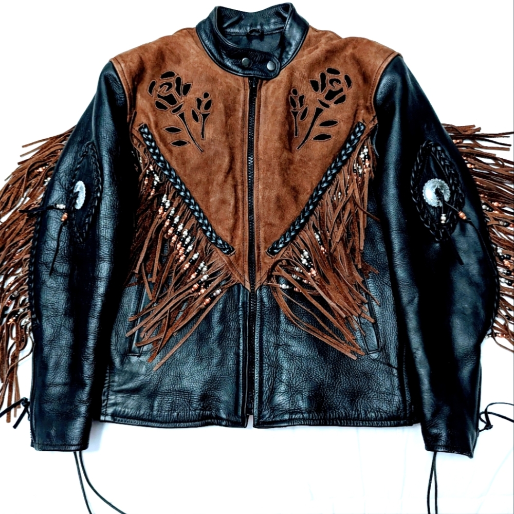 UNIK LEATHER MOTORCYCLE JACKET 5LBS Sz L